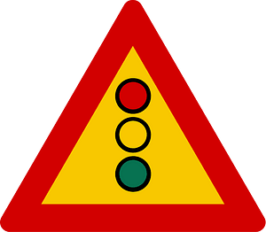 Traffic signals ahead sign in Iceland