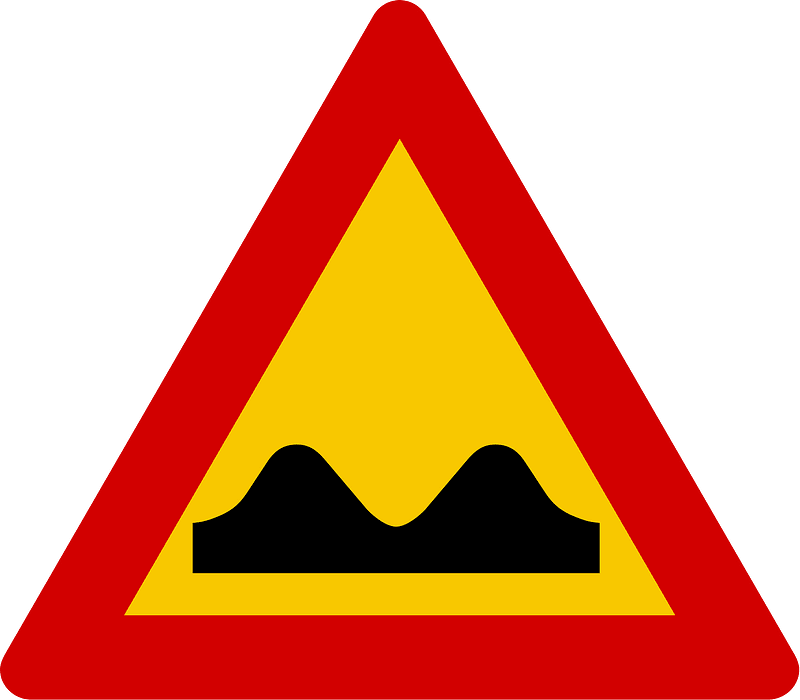Uneven road ahead sign in Iceland