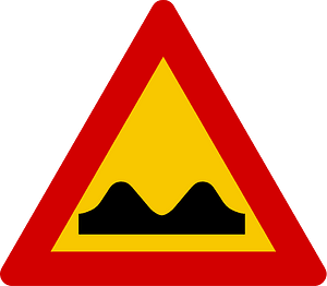 Uneven road ahead sign in Iceland