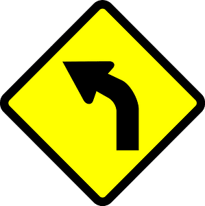 Gentle curve ahead sign in Indonesia