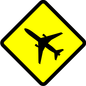 Low-flying aircraft sign in Indonesia