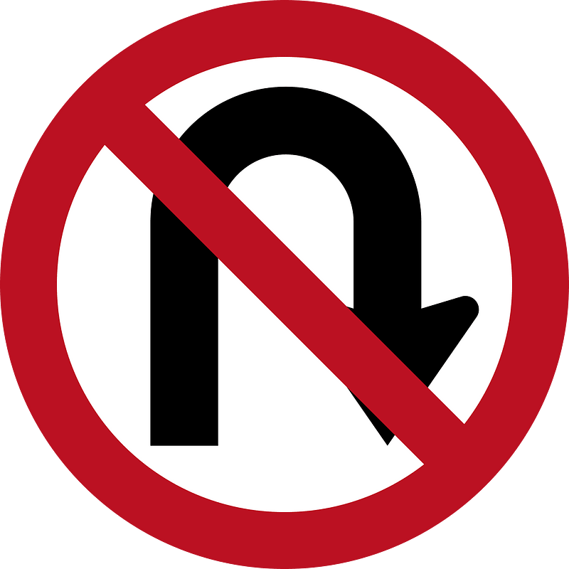 No U-turn sign in Indonesia