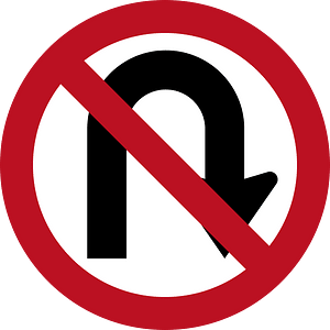 No U-turn sign in Indonesia