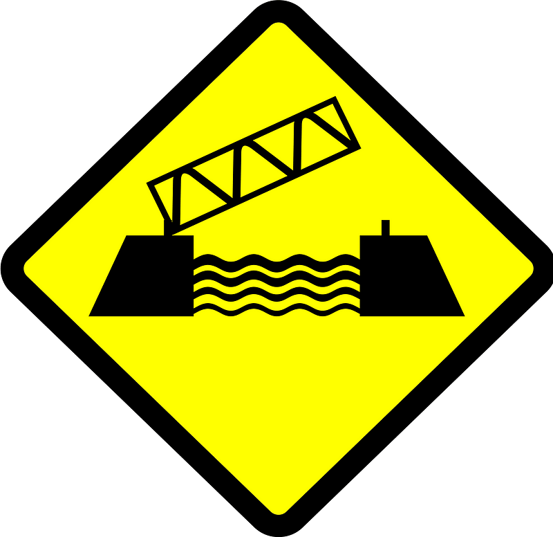 Opening or swing bridge sign in Indonesia