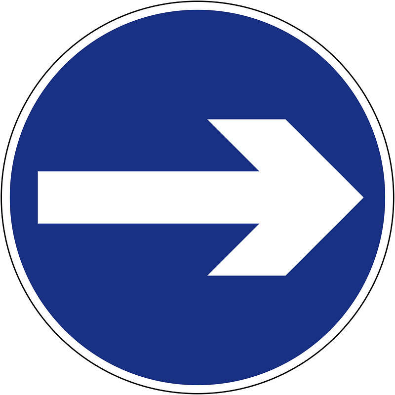 Turn right sign in Indonesia