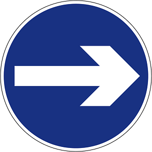 Turn right sign in Indonesia