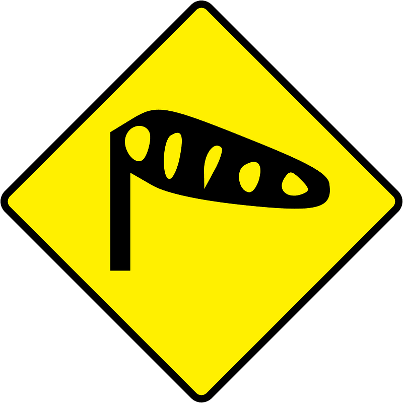 Dangerous crosswinds sign in Ireland