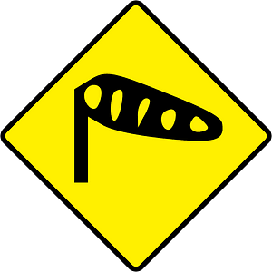 Dangerous crosswinds sign in Ireland