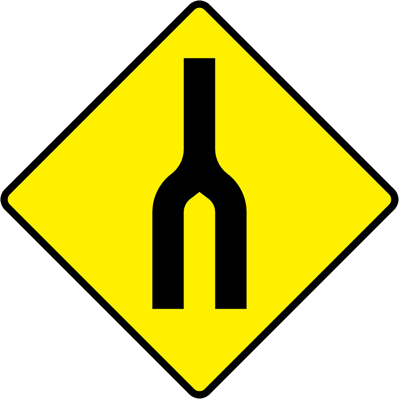 Divided highway ends sign in Ireland
