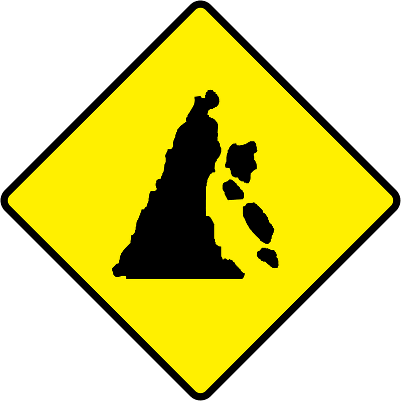 Falling rocks or debris sign in Ireland