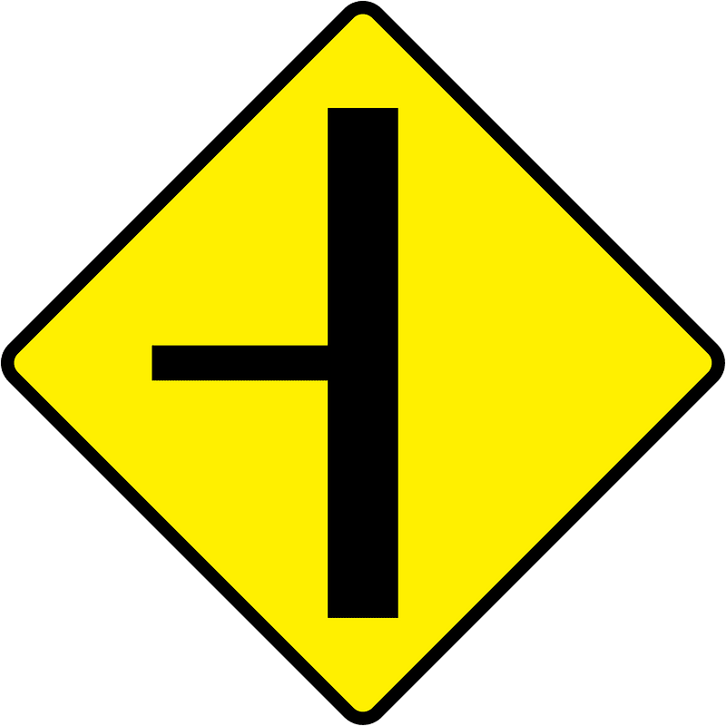 Junction with a minor road sign in Ireland