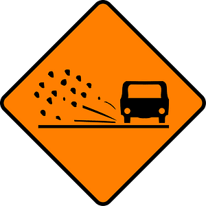 Loose road surface sign in Ireland