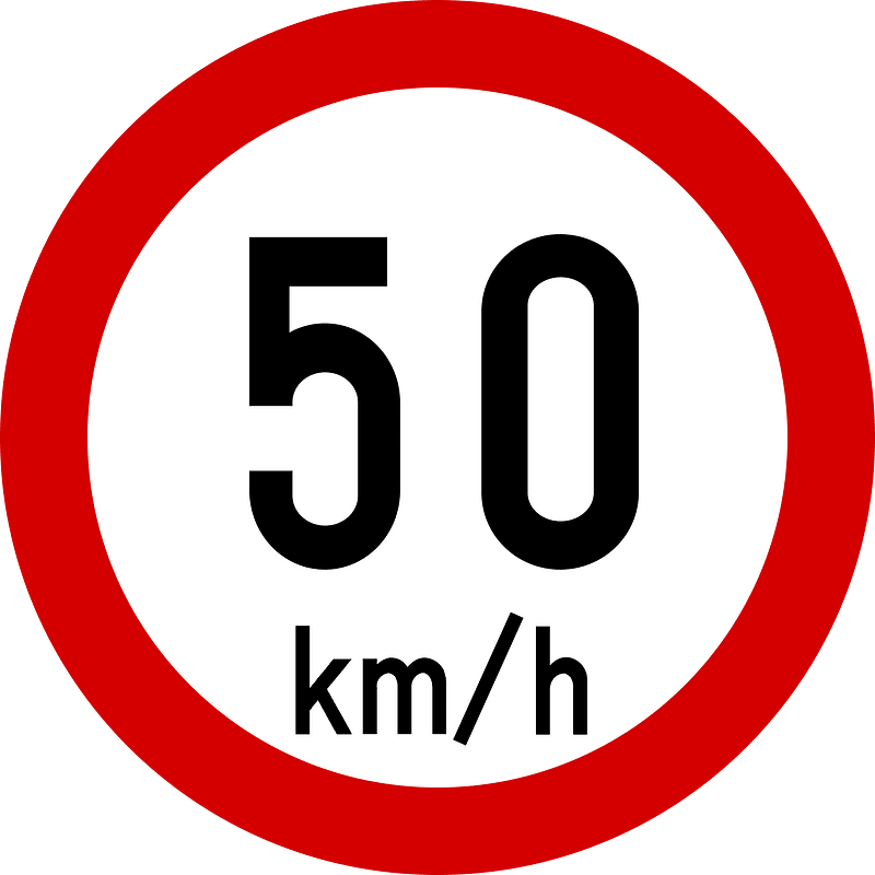 Maximum speed limit sign in Ireland
