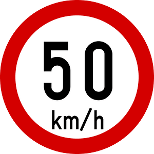 Maximum speed limit sign in Ireland