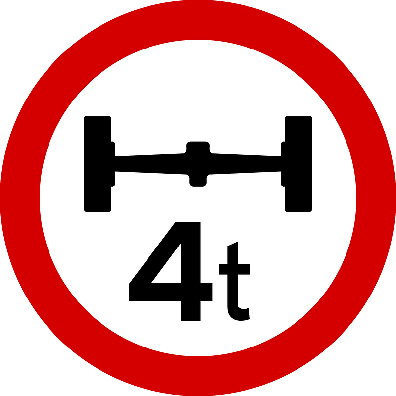Maximum weight per axle sign in Ireland