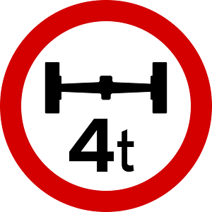 Maximum weight per axle sign in Ireland