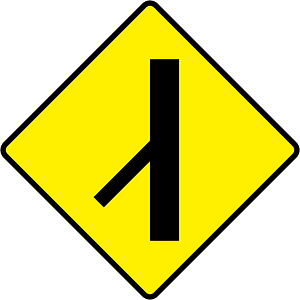 Merging traffic sign in Ireland