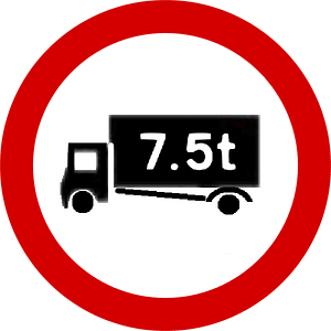 No heavy goods vehicles sign in Ireland