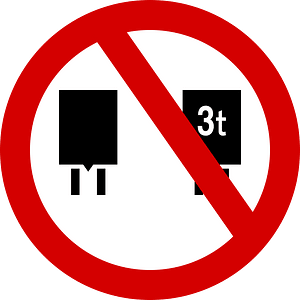 No overtaking by heavy goods vehicles sign in Ireland