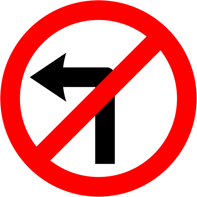 No left turn sign in Ireland