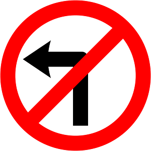 No left turn sign in Ireland