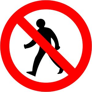 No pedestrians sign in Ireland