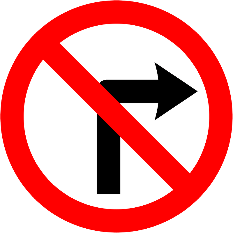 No right turn sign in Ireland