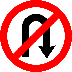 No U-turn sign in Ireland