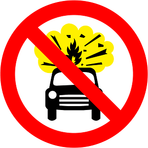 No vehicles carrying explosives sign in Ireland