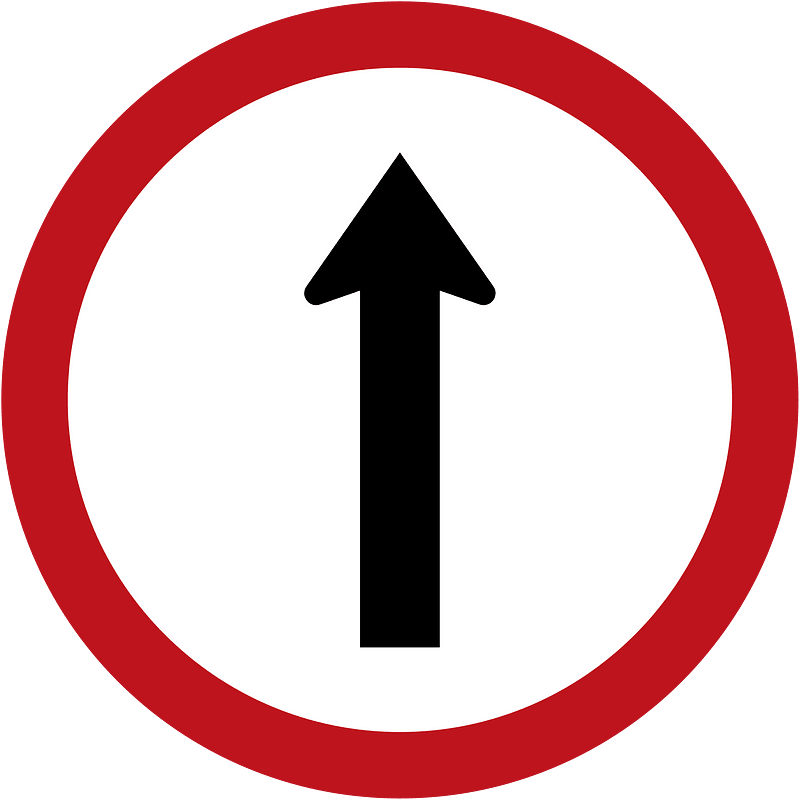 Proceedstraight(no turns) sign in Ireland