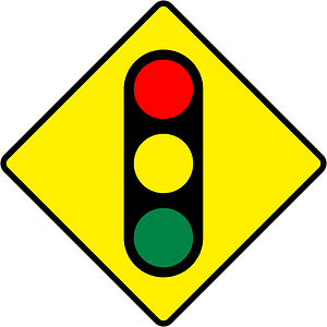 Traffic signals ahead sign in Ireland