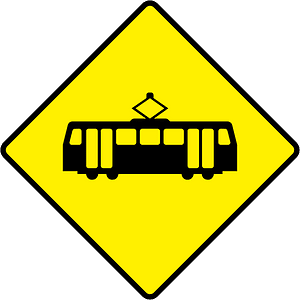 Tram / streetcar crossing sign in Ireland