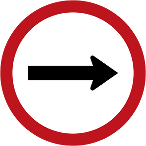 Turn right sign in Ireland