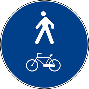 Bicycles and pedestrians only sign in Italy