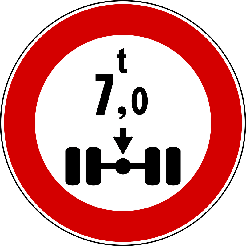 Maximum weight per axle sign in Italy