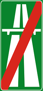 Motorway ends sign in Italy