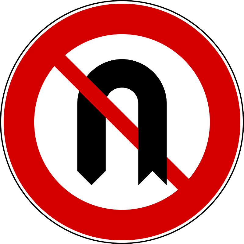 No U-turns sign in Italy