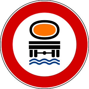 No vehicles carrying dangerous water pollutants sign in Italy