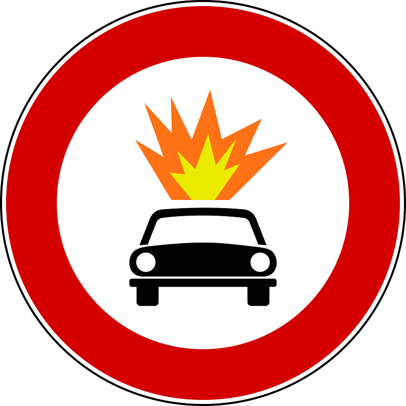 No vehicles carrying explosives sign in Italy