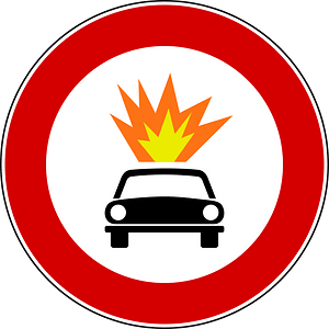 No vehicles carrying explosives sign in Italy