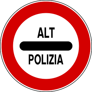 Police sign in Italy