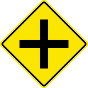 Crossroads ahead sign in Jamaica