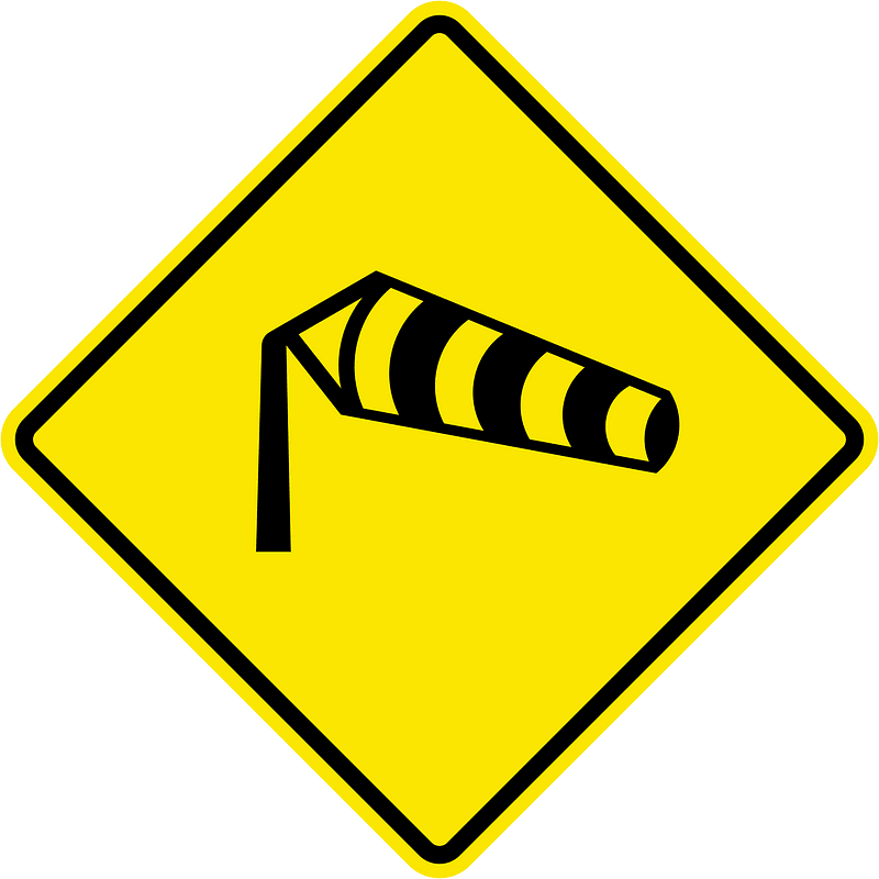 Dangerous crosswinds sign in Jamaica