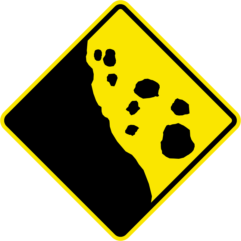 Falling rocks or debris sign in Jamaica