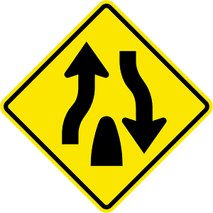 Divided highway ends sign in Jamaica