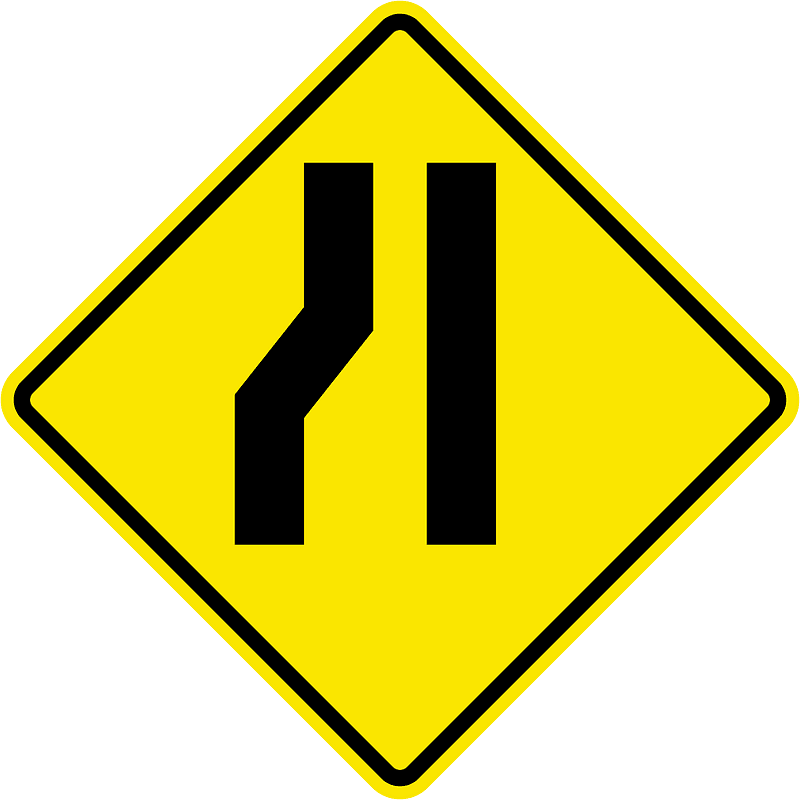 Lane ends ahead sign in Jamaica