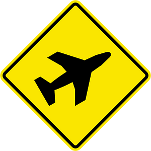 Low-flying aircraft sign in Jamaica