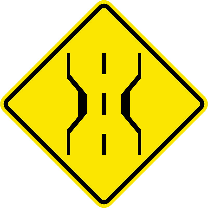 Narrow bridge ahead sign in Jamaica