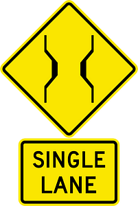 Narrow bridge ahead sign in Jamaica