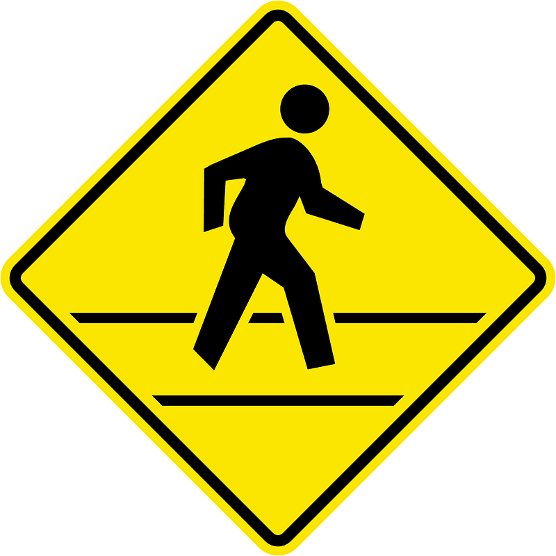 Pedestrians / crossing ahead sign in Jamaica